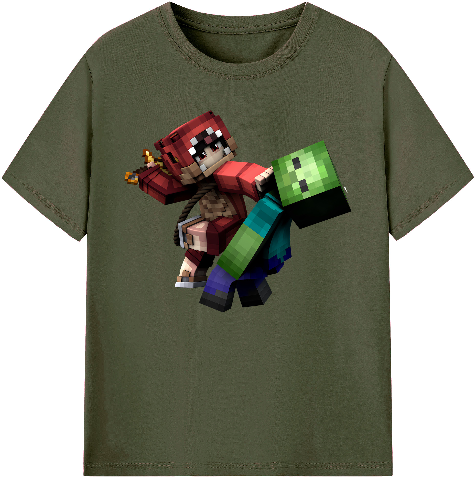 （画像用） マインクラフト ブロックの世界 Minecraft MC Block world 綿100％ メンズ半袖Tシャツ｜肌触りやわらか＆通気性